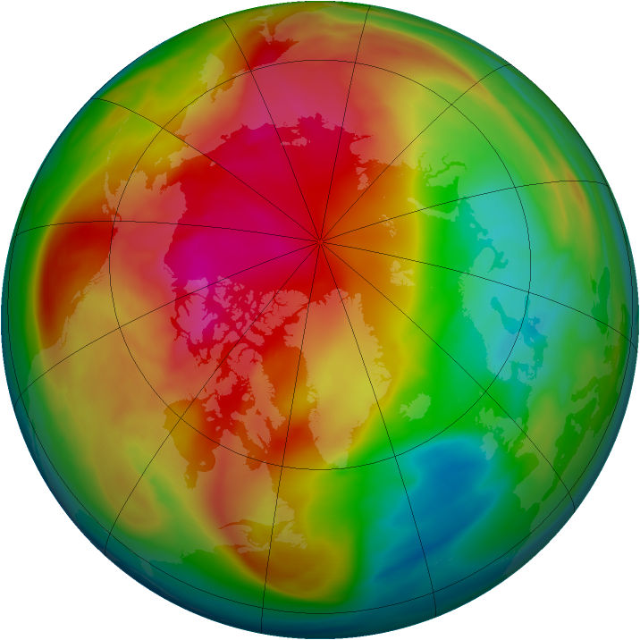 Arctic ozone map for 25 February 2007